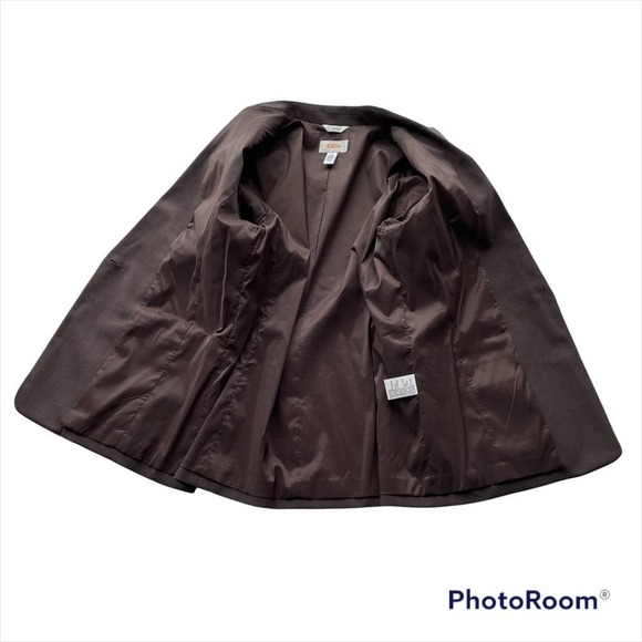 Talbots Blazer Jacket Brown Size 8 Petite Stretch business office Wool Blend - Picture 7 of 9